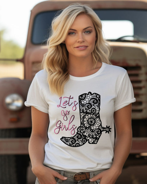 Lets Go Girls Custom Glitter Iron on Transfer, T Shirt Vinyl Decal