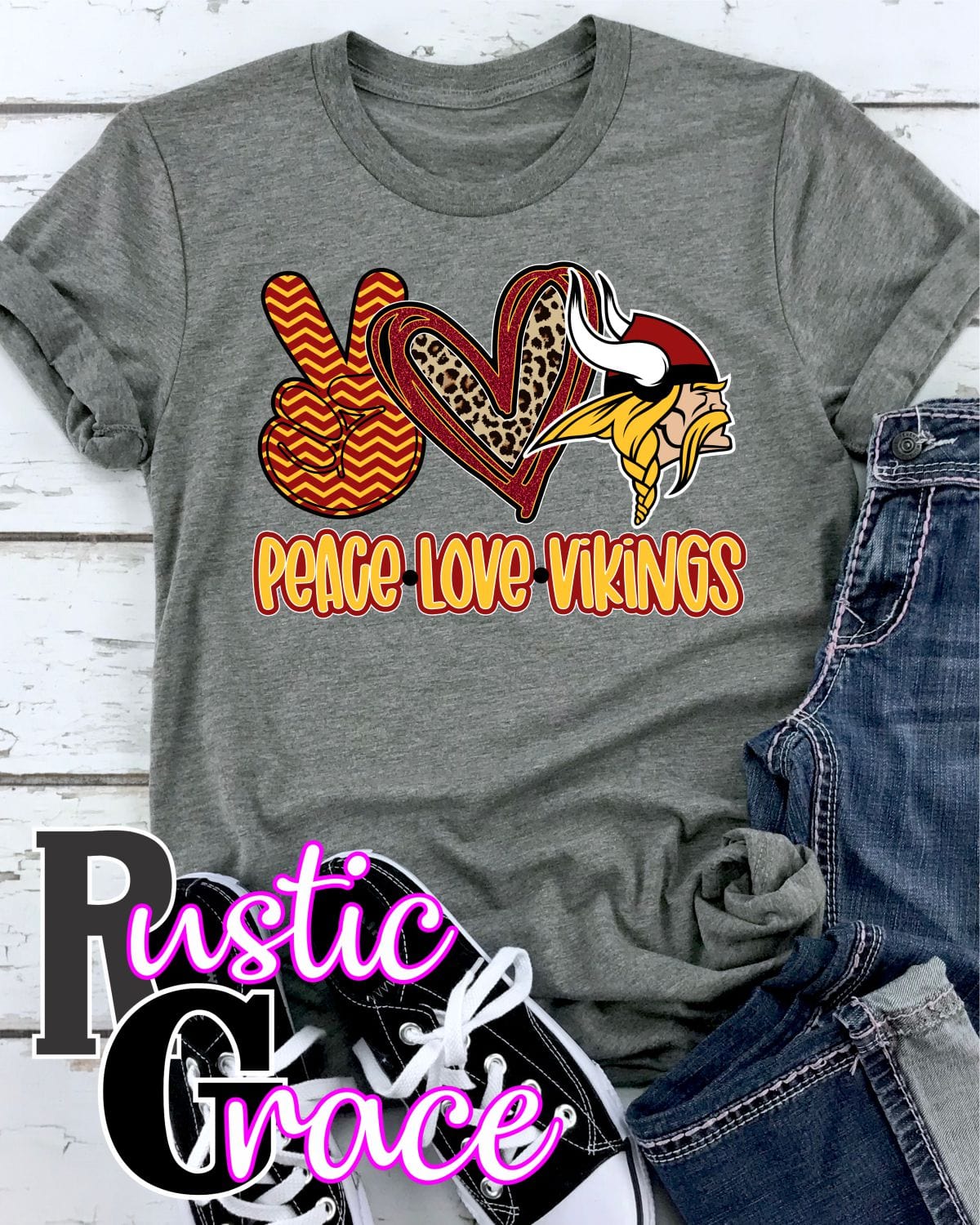 CUSTOM Vikings Stacked with heart *DTF* Transfer –