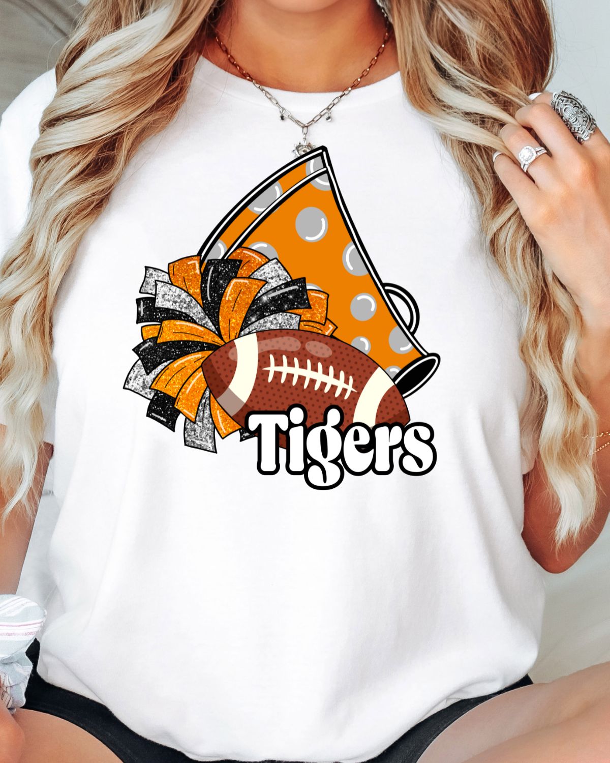 Custom Name Orange Cheer Football DTF Transfer