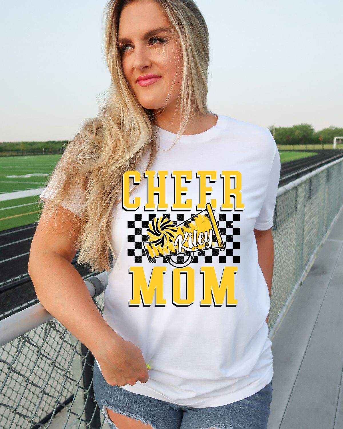 Cheer Mom Checkered Custom DTF Transfer