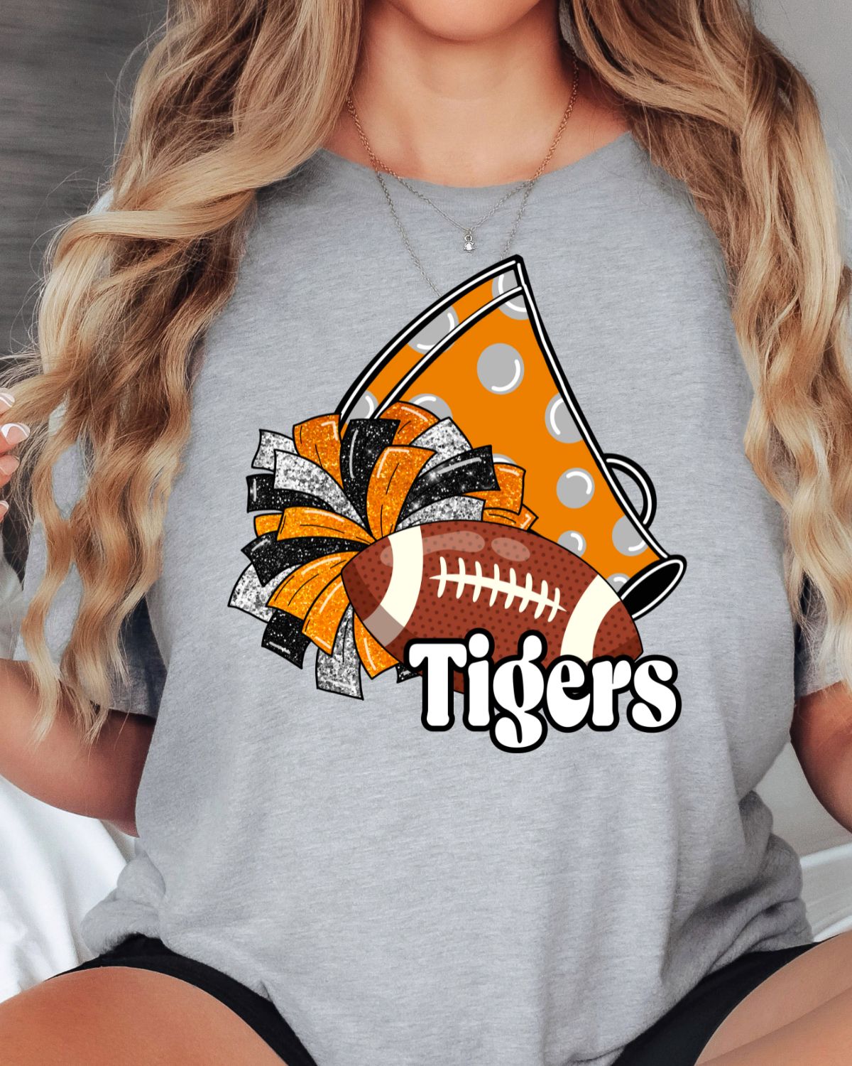 Custom Name Orange Cheer Football DTF Transfer