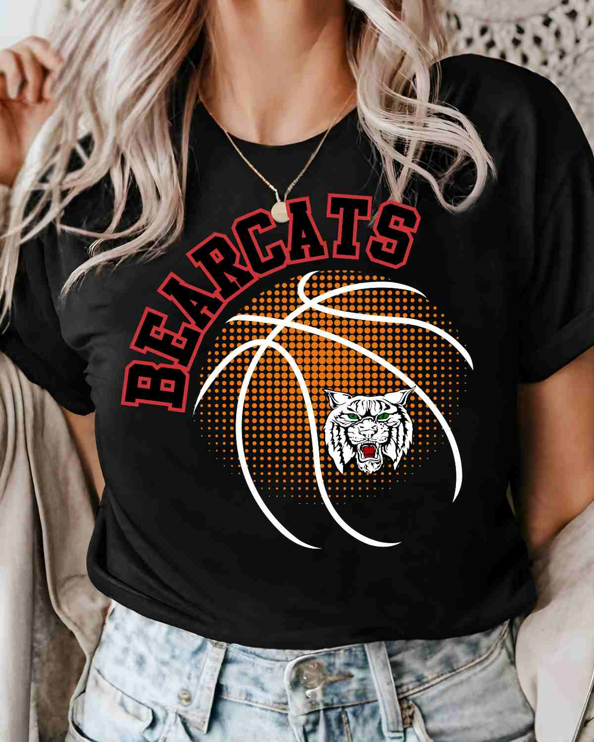 Bearcats Basketball Halftone Ball DTF Transfer