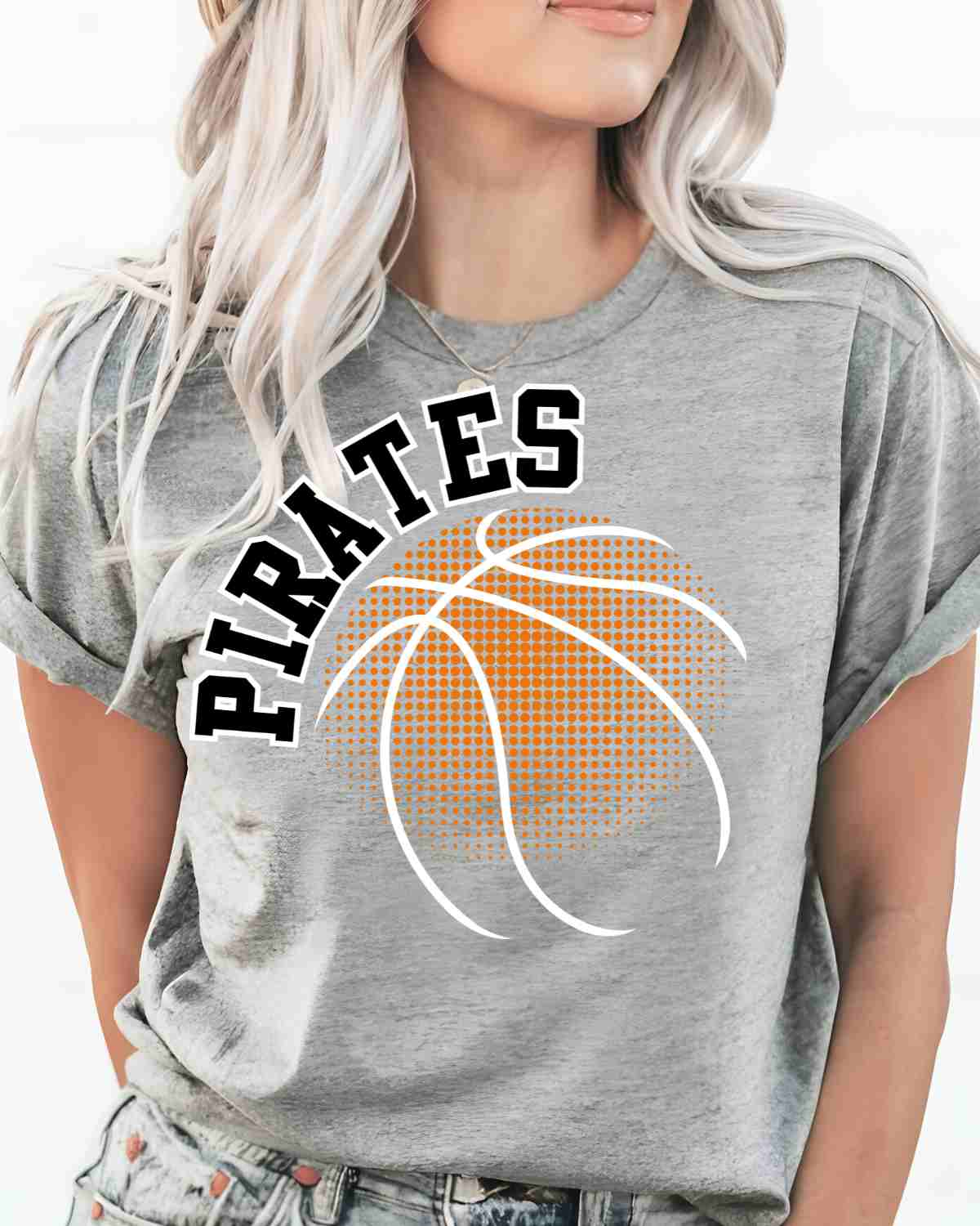 Pirates Basketball Halftone Ball DTF Transfer