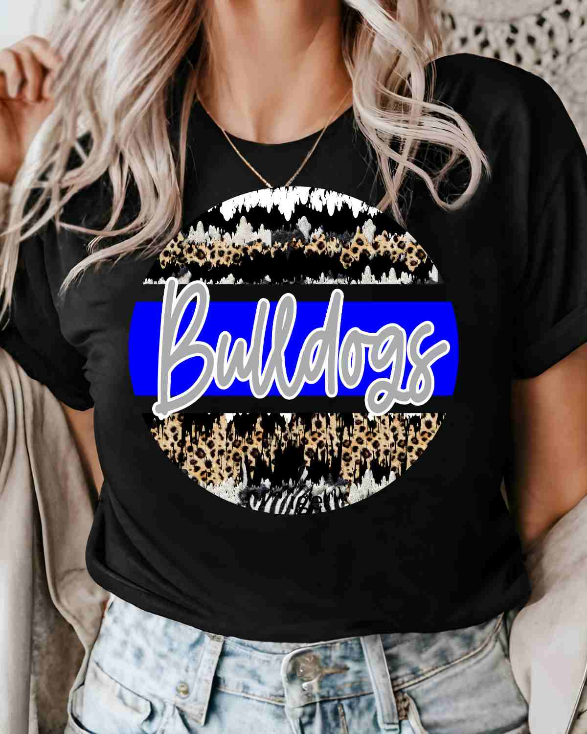 Bulldogs Leopard Grunge Circle DTF Transfer