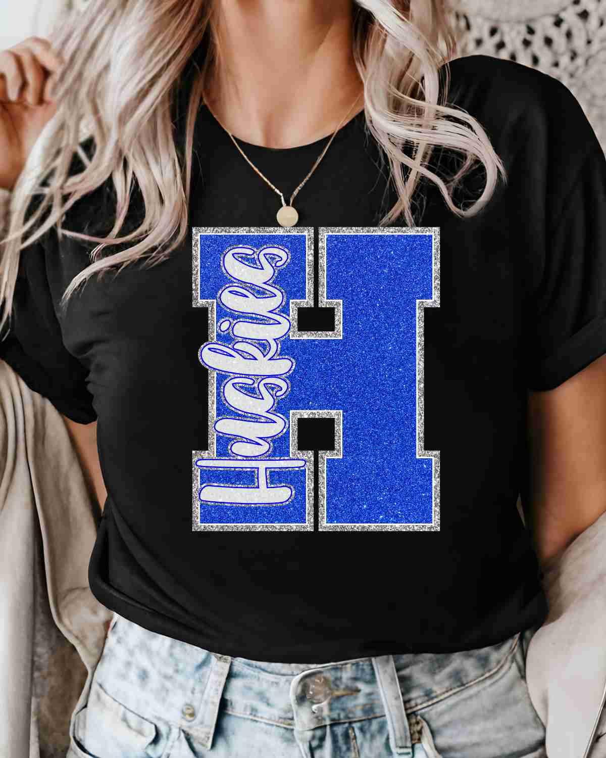 Huskies Glitter Letter DTF Transfer