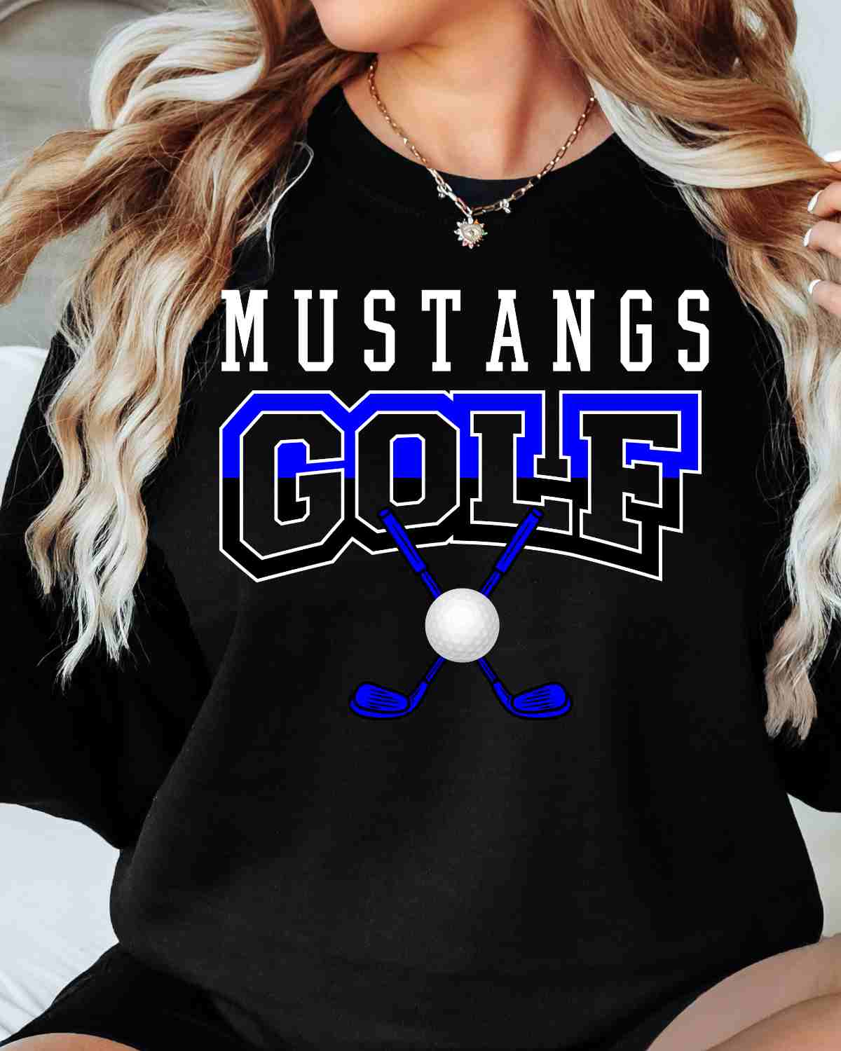 Mustangs Golf Crossed Clubs DTF Transfer