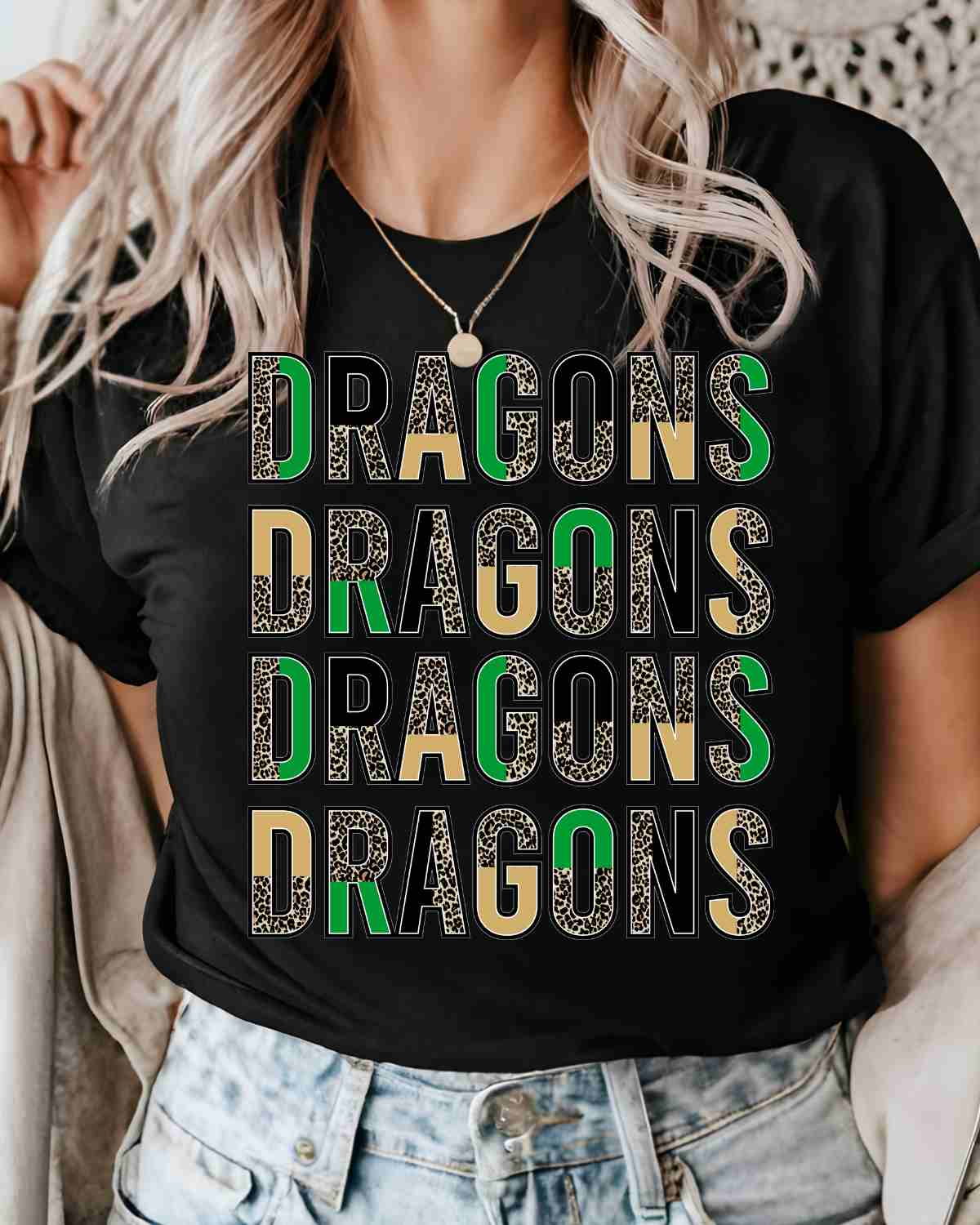 Repeating Dragons Split Lettering DTF Transfer