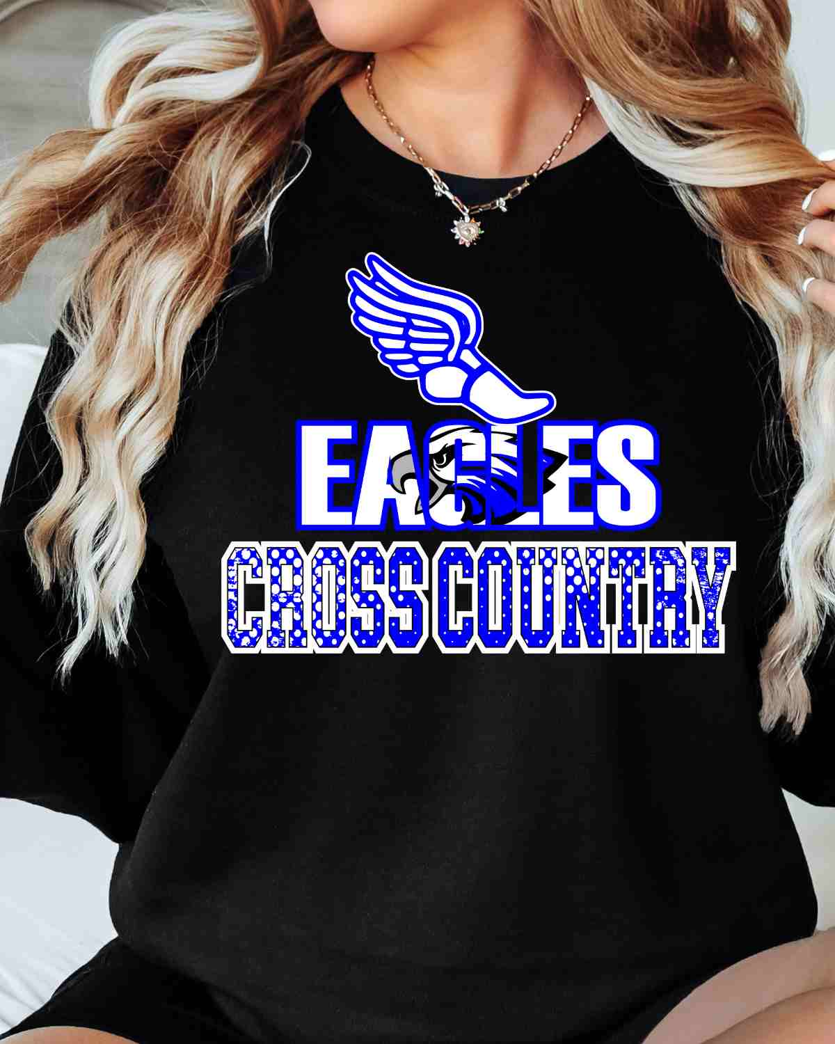 Eagles Cross Country Logo with Shoe DTF Transfer, rusticgracecompany.com