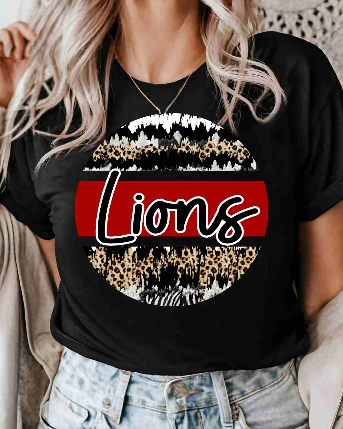 Lions Leopard Grunge Circle DTF Transfer