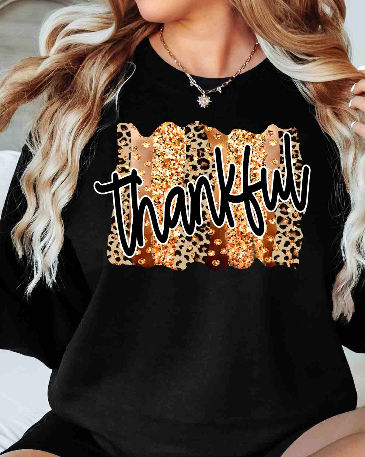 Thankful Leopard Glitter Swash DTF Transfer