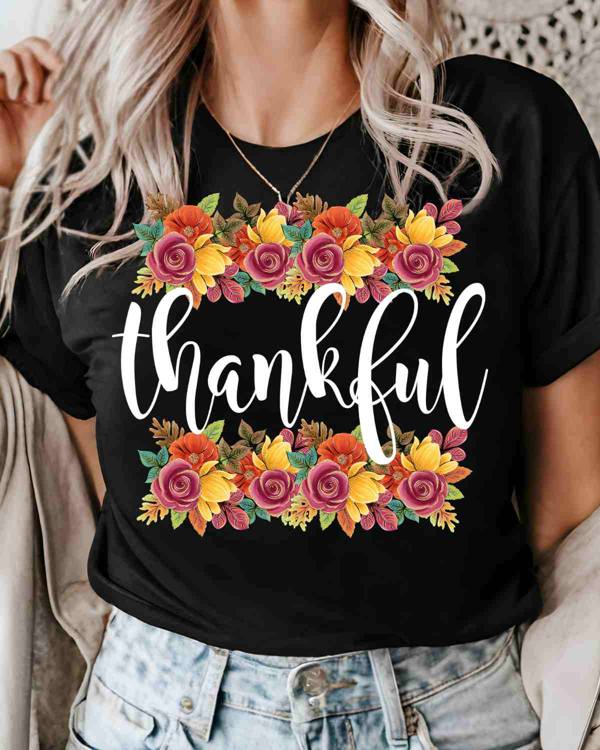 Thankful Fall Floral DTF Transfer