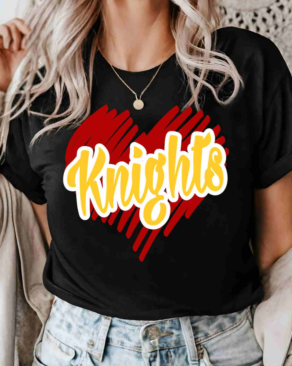 Knights Scribble Heart DTF Transfer