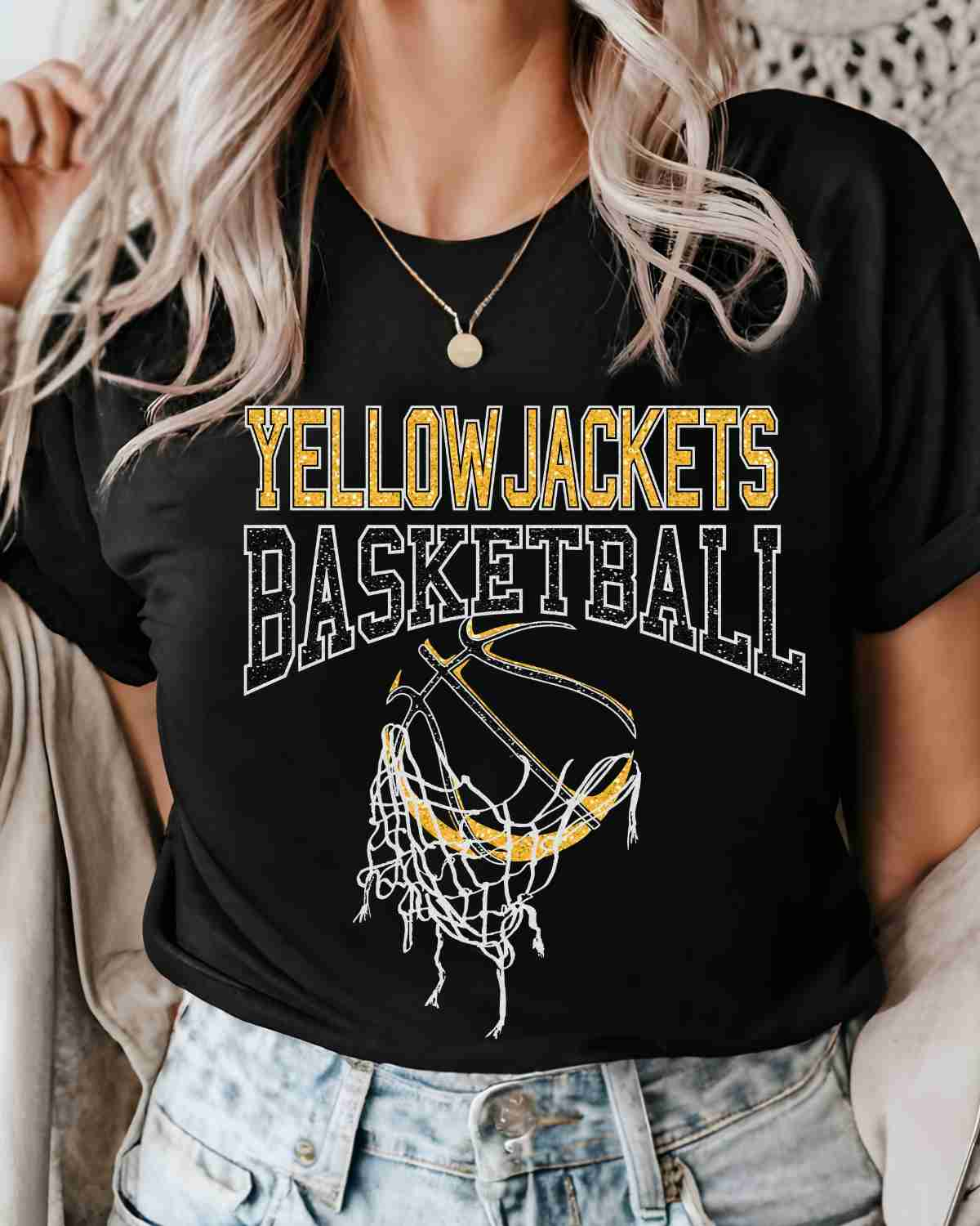 Yellowjackets Basketball Hanging Net DTF Transfer