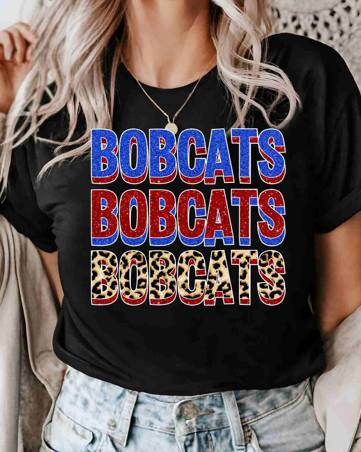 Bobcats Repeating Leopard DTF Transfer