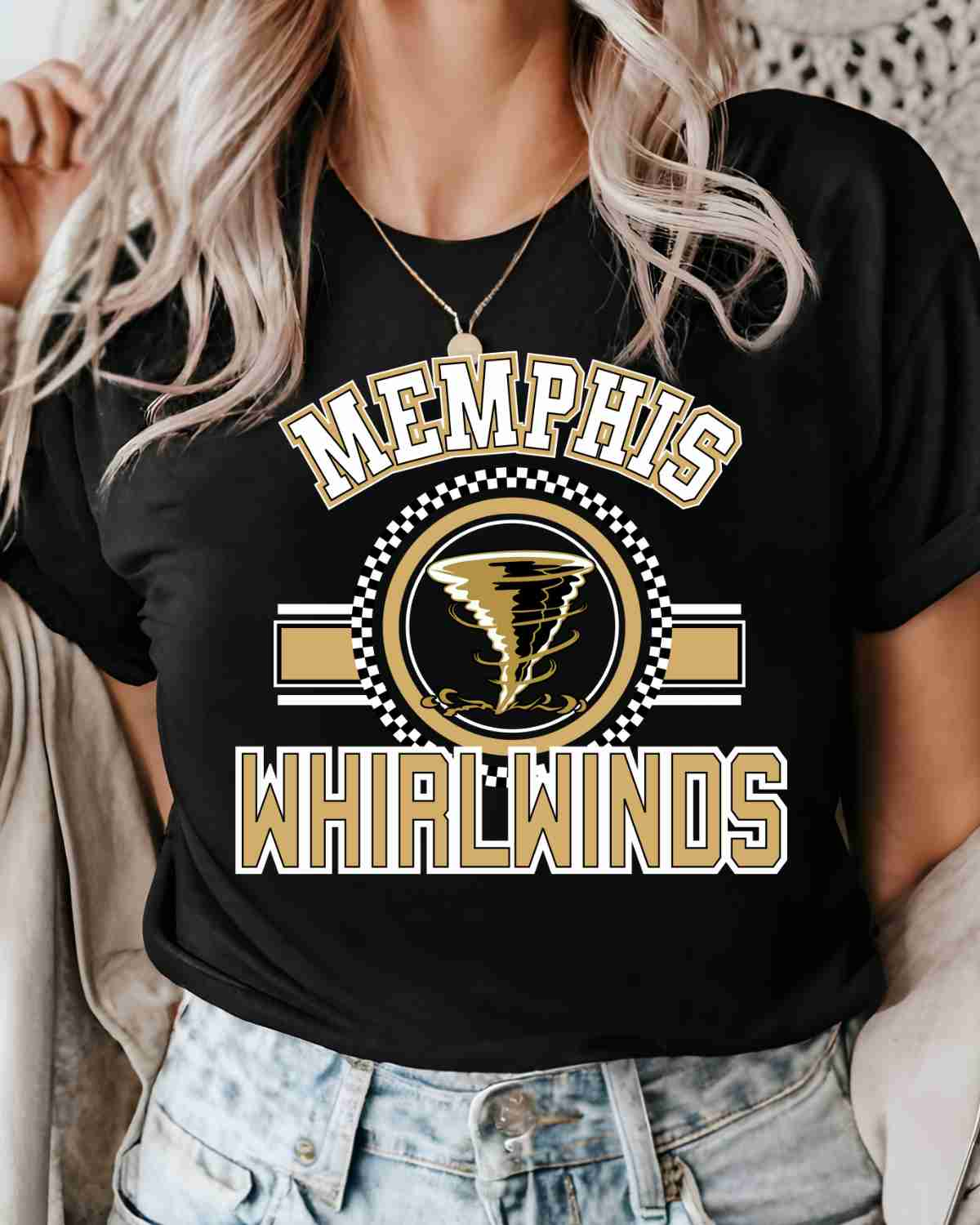 Memphis Whirlwinds Checkered Circle Logo DTF Transfer