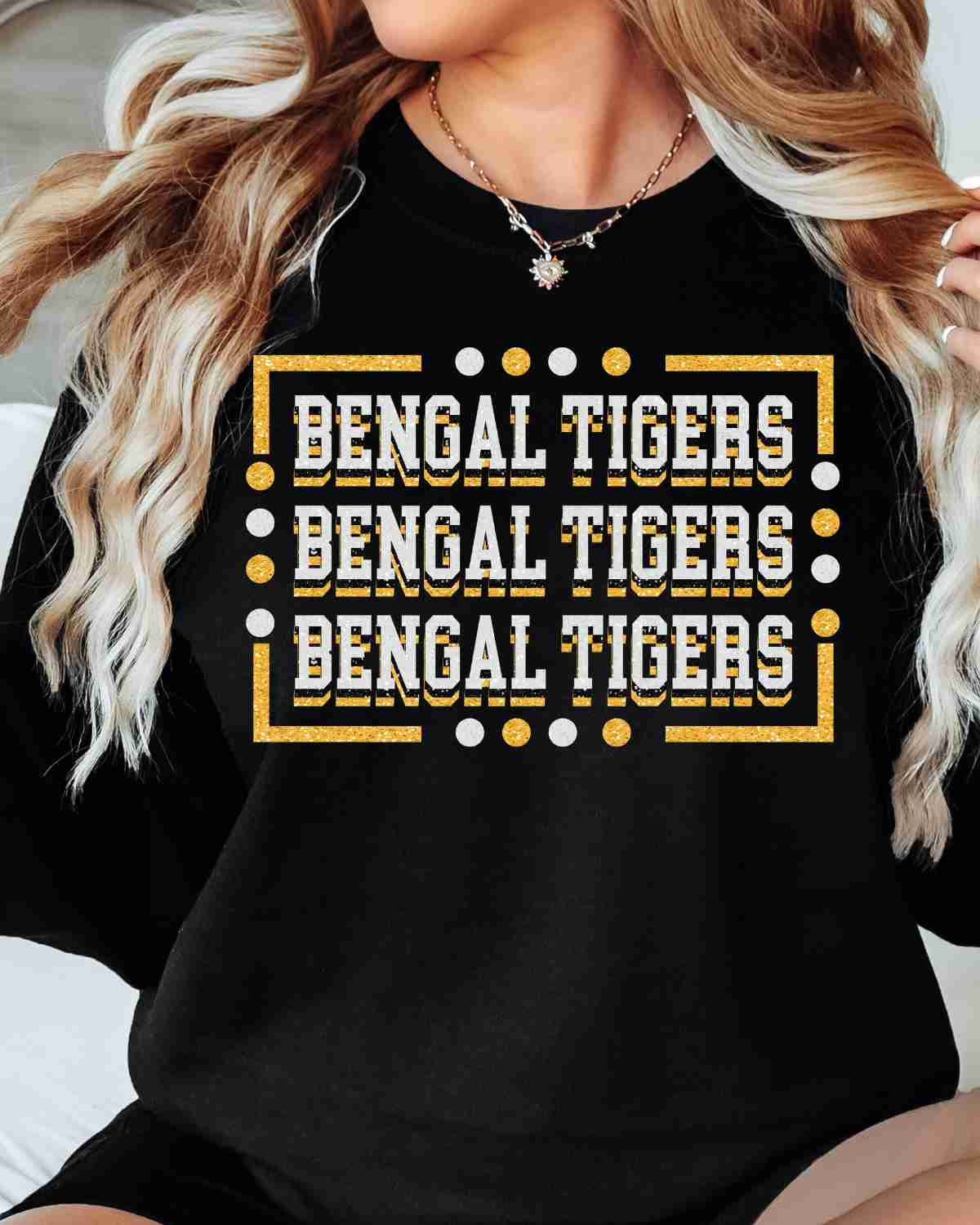 Bengal Tigers Rectangle with Dots DTF Transfer