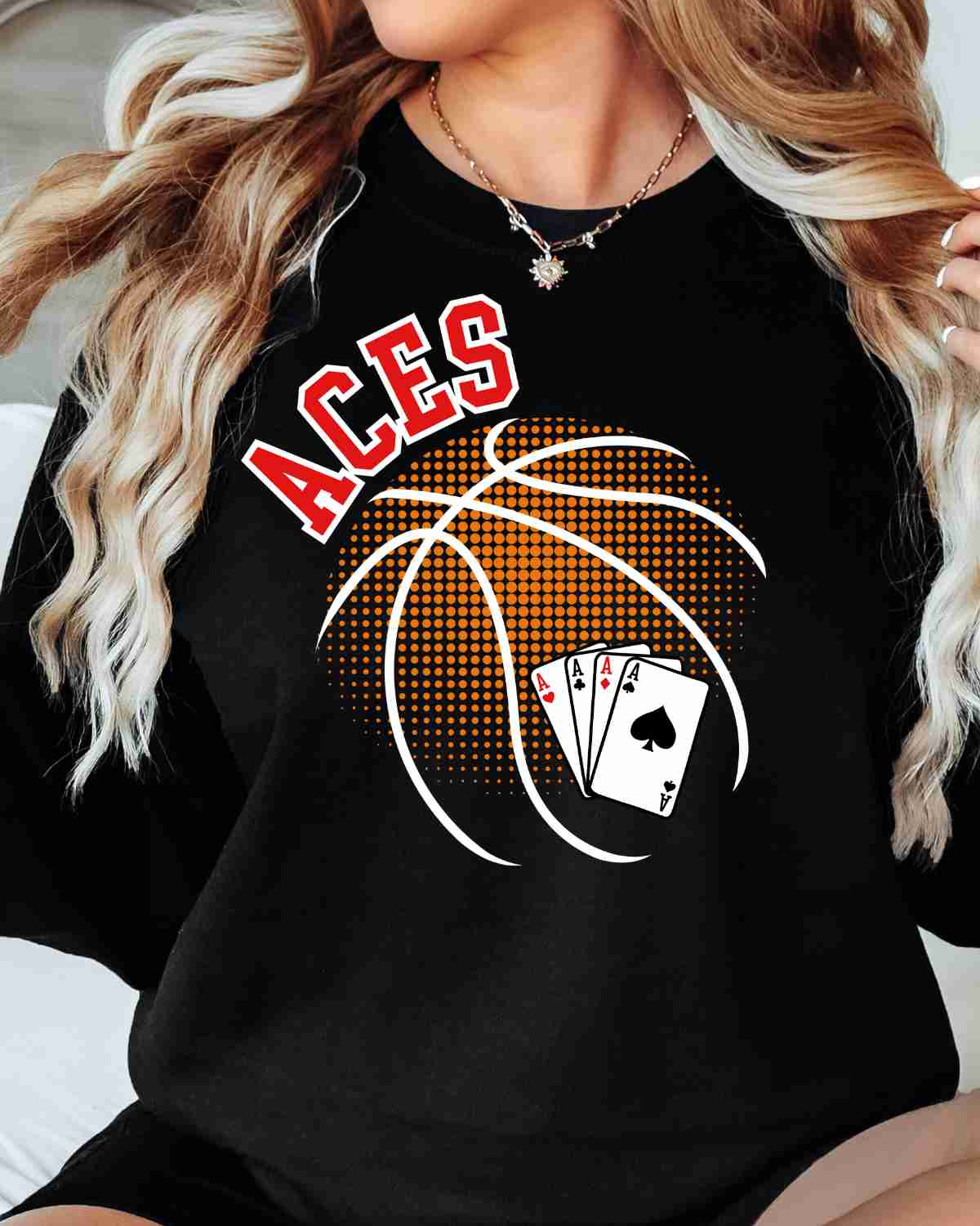 Aces Basketball Halftone Ball DTF Transfer