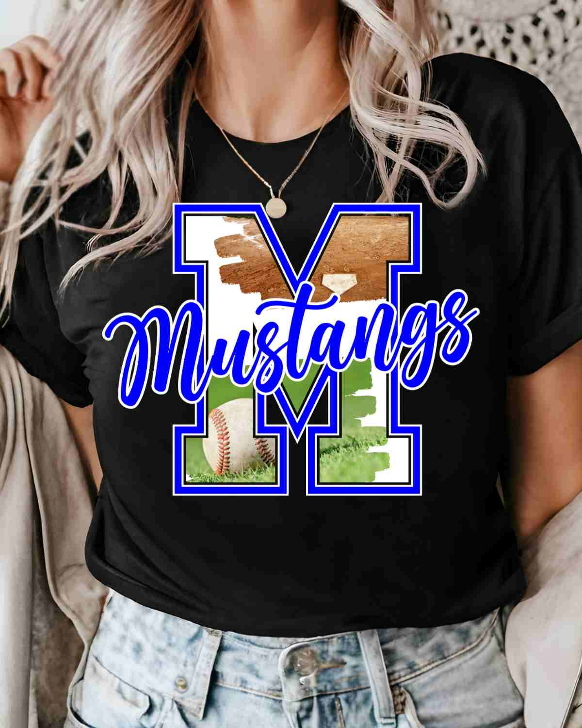 Mustangs Baseball Photo Letter DTF Transfer