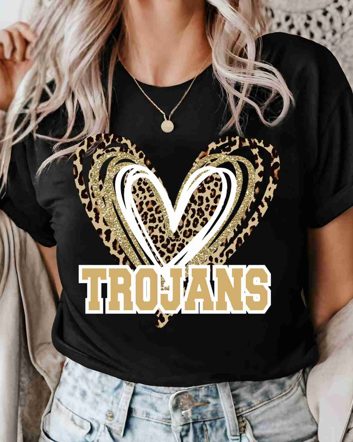 Trojans Triple Heart DTF Transfer