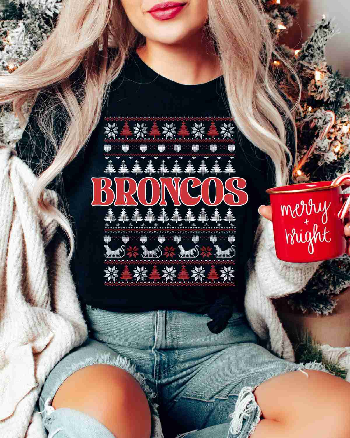 Broncos Christmas Sweater DTF Transfer