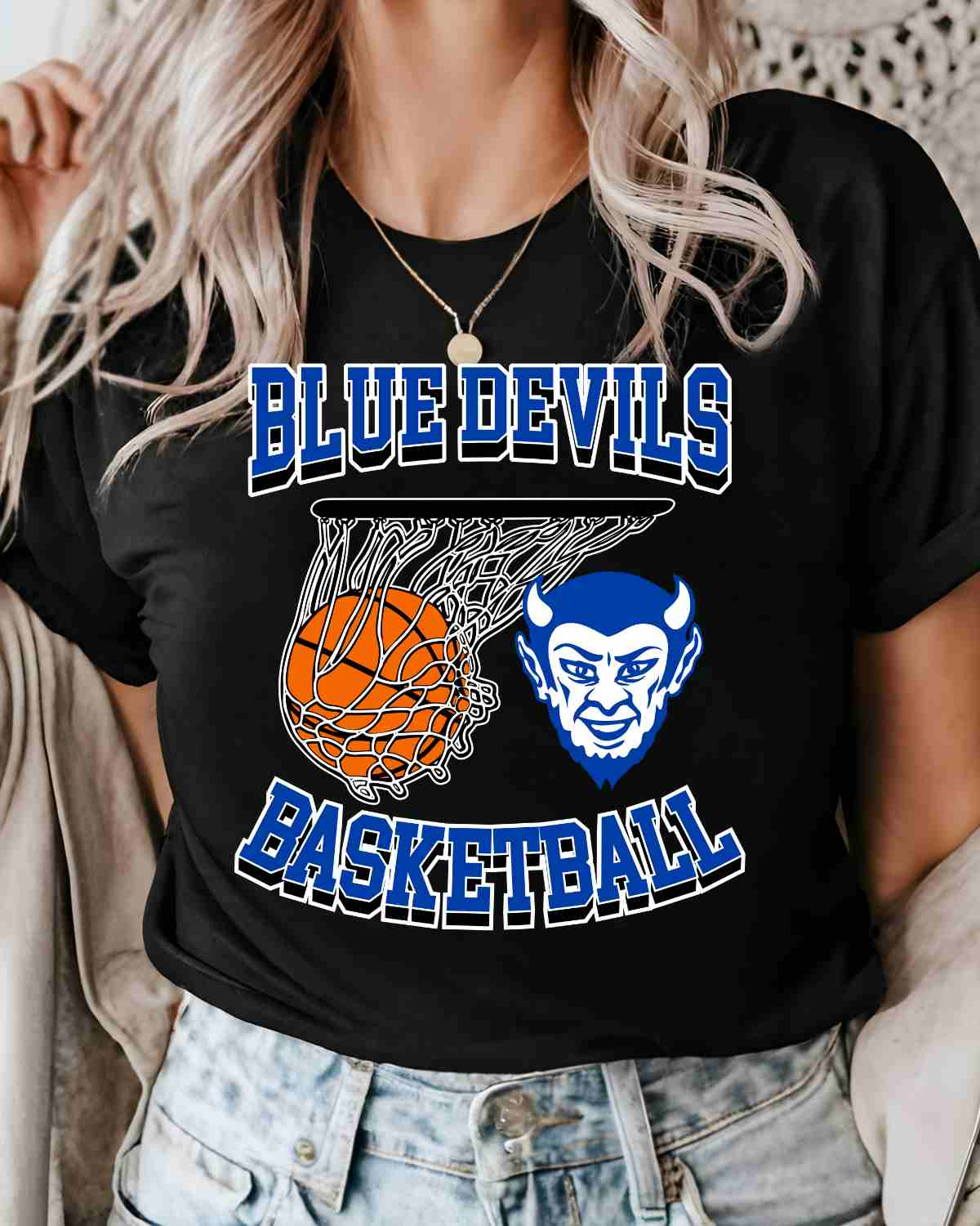 Blue Devils Basketball Hoop Logo DTF Transfer