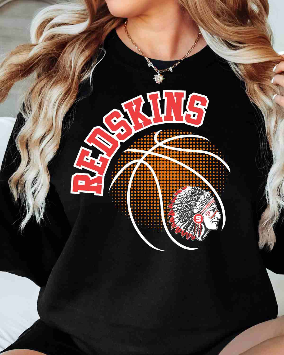 Sullivan Redskins Basketball Halftone Ball DTF Transfer