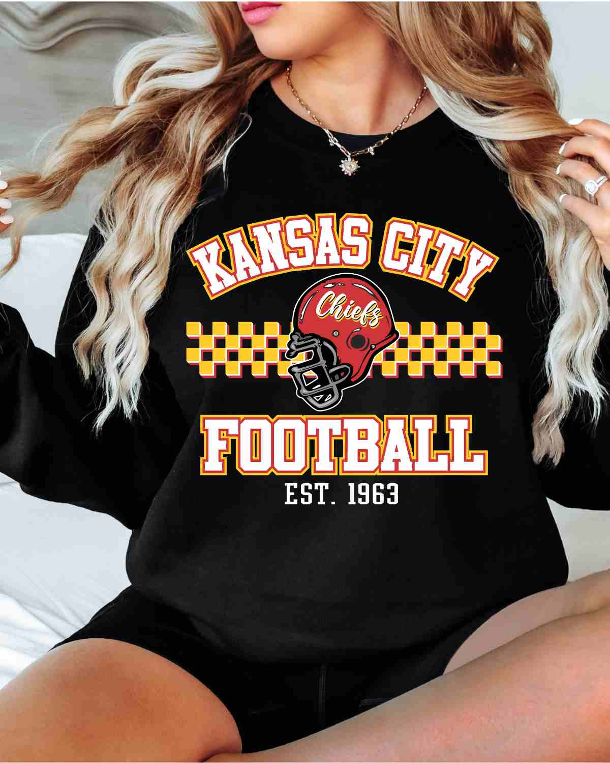 Kansas City Football Checkered Helmet DTF Transfer