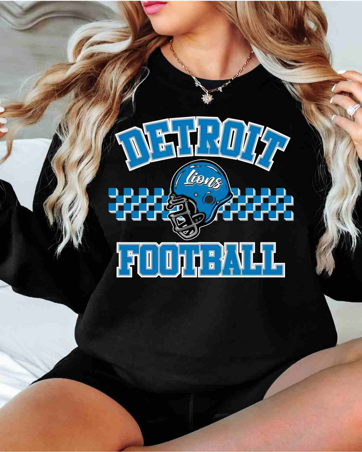 Detroit Football Checkered Helmet DTF Transfer