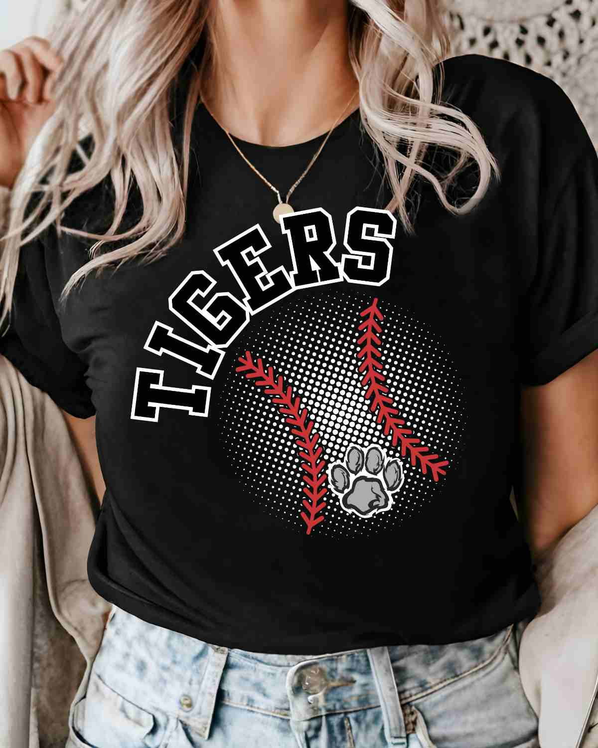 Tiger Baseball Halftone DTF Transfer