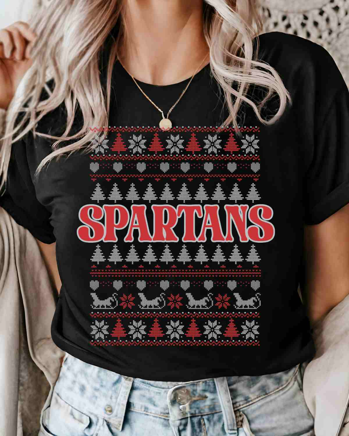 Spartans Christmas Sweater DTF Transfer