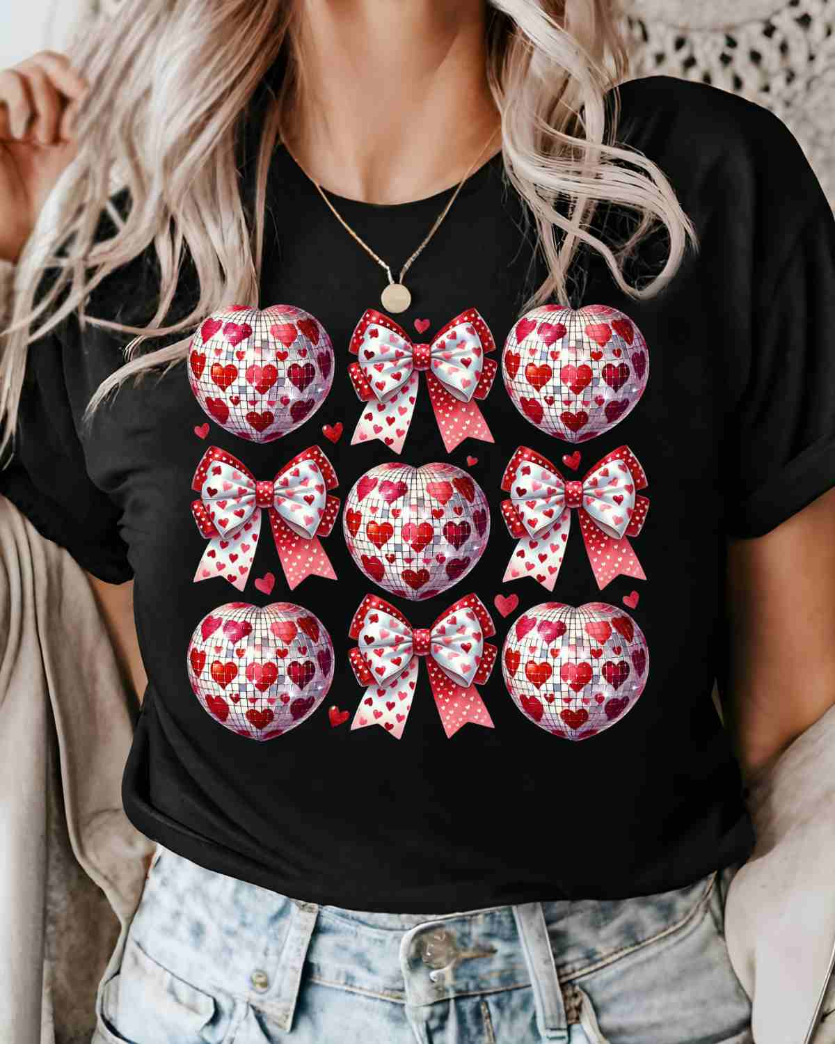 Heart & Bow Disco Ball DTF Transfer