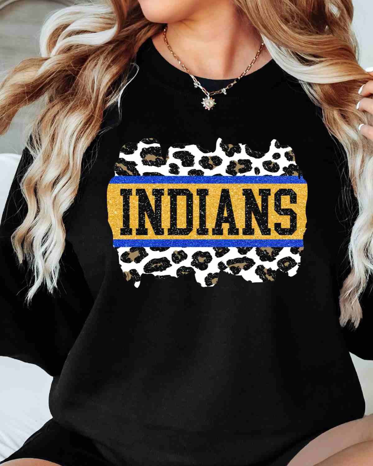 Indians Leopard Glitter Swash DTF Transfer