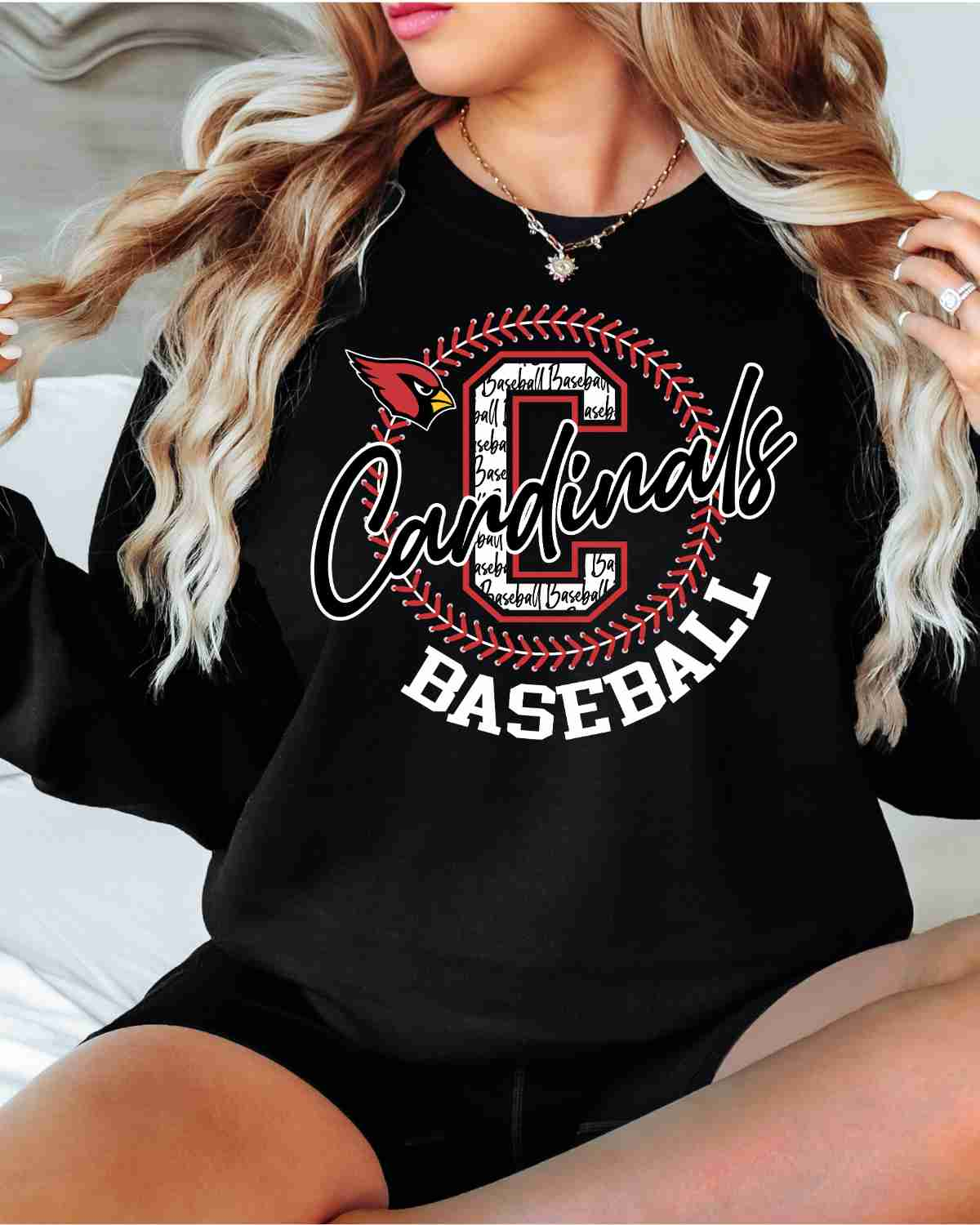 Cardinals Baseball Lace Circle DTF Transfer