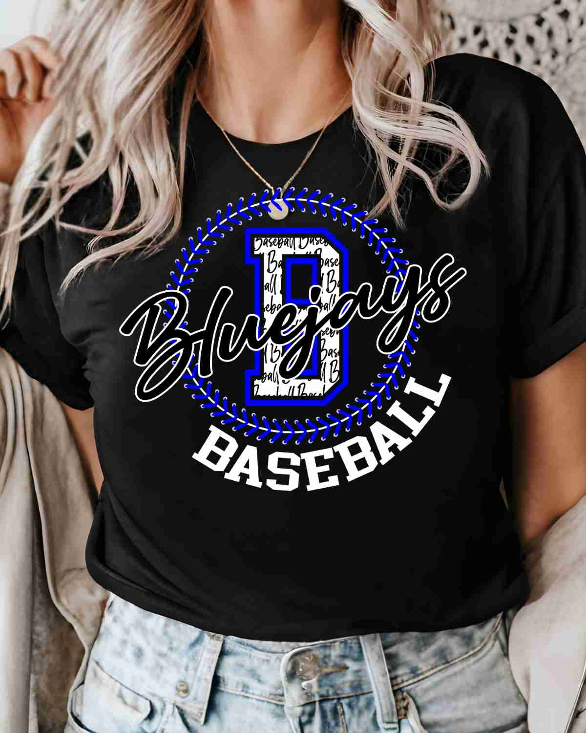 Bluejays Baseball Lace Circle DTF Transfer