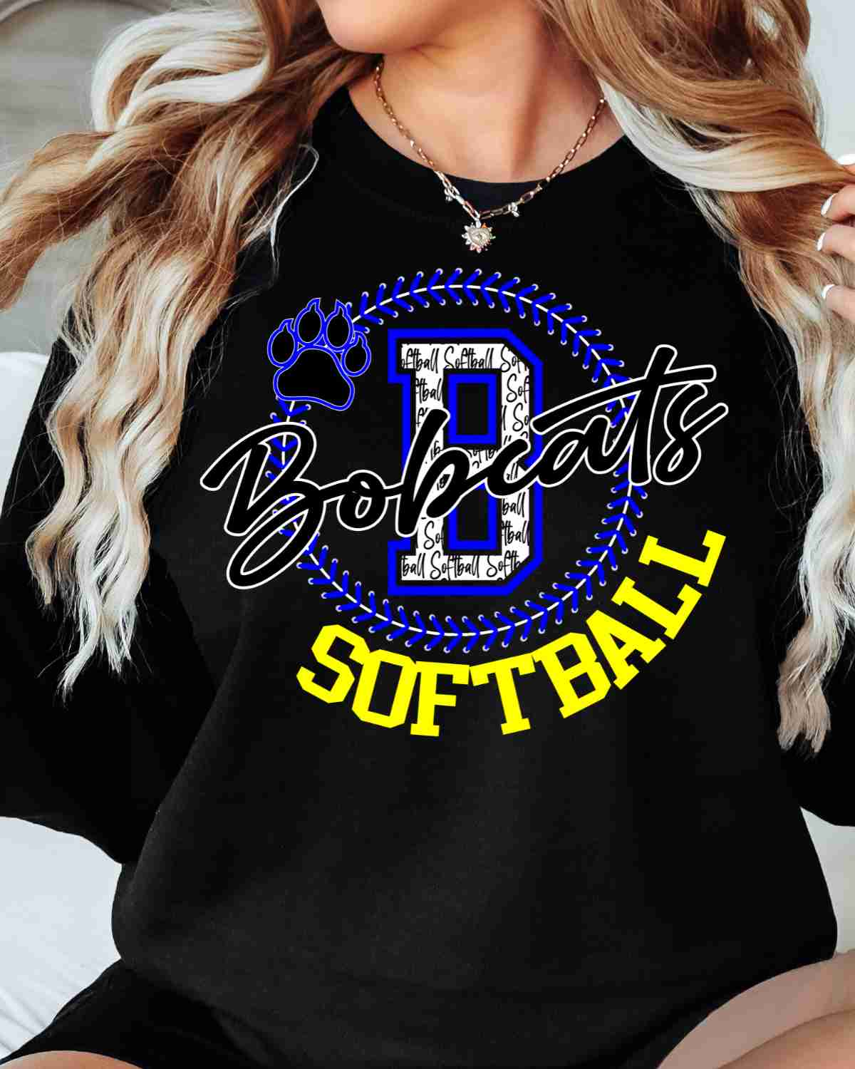 Bobcats Softball Lace Circle DTF Transfer