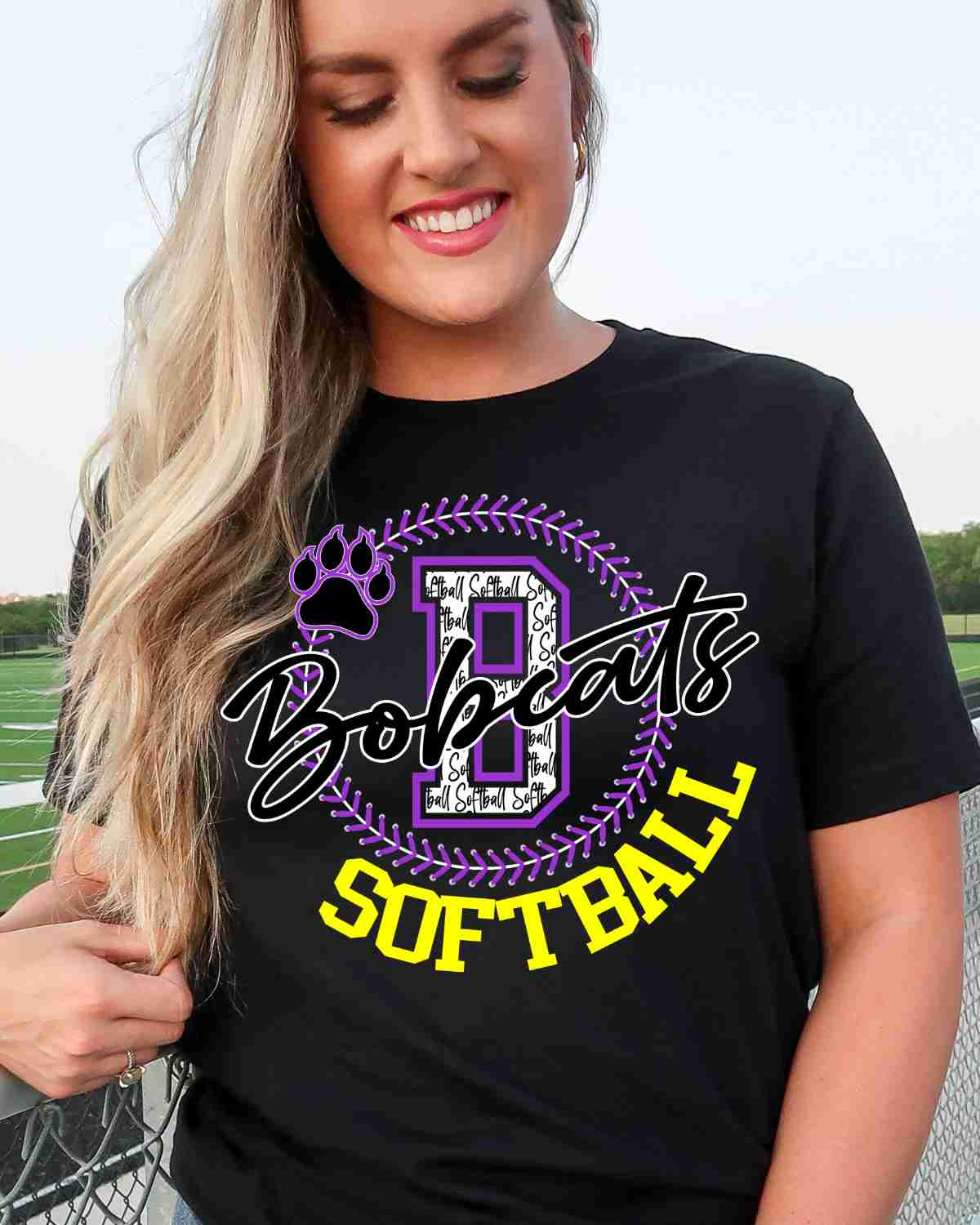 Bobcats Softball Lace Circle DTF Transfer