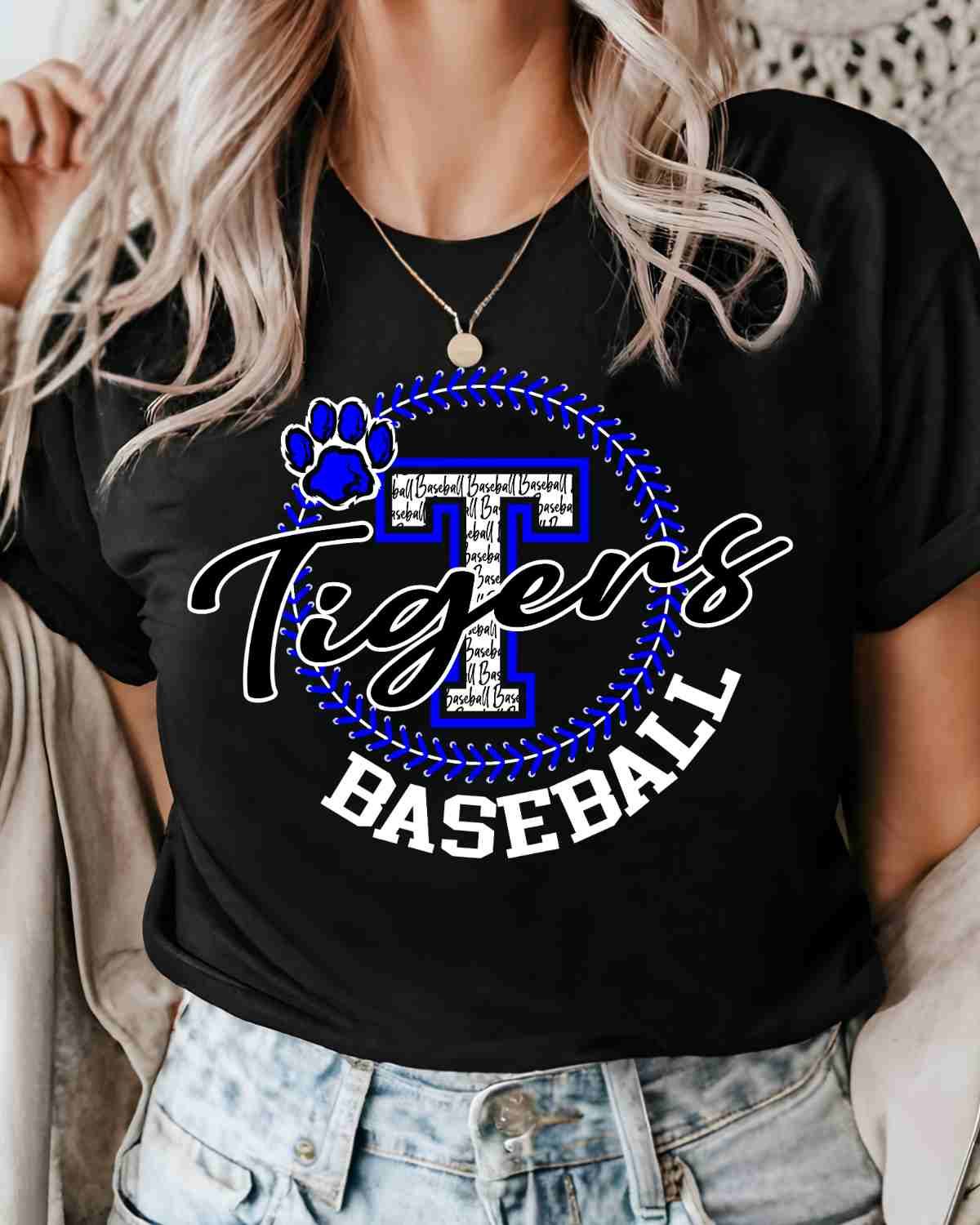 Tigers Baseball Lace Circle DTF Transfer