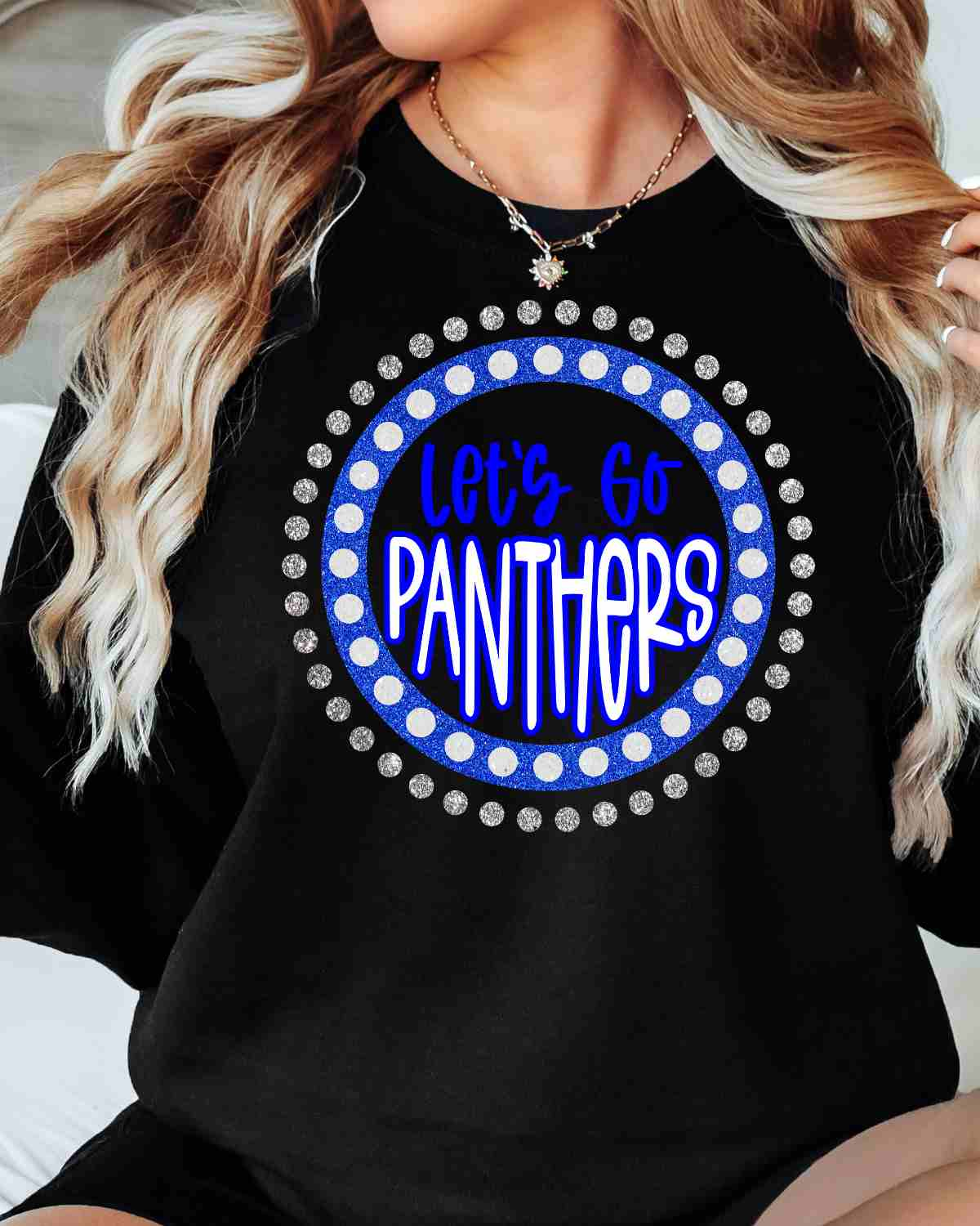 Let's Go Panthers Spirit Circle Dot DTF Transfer