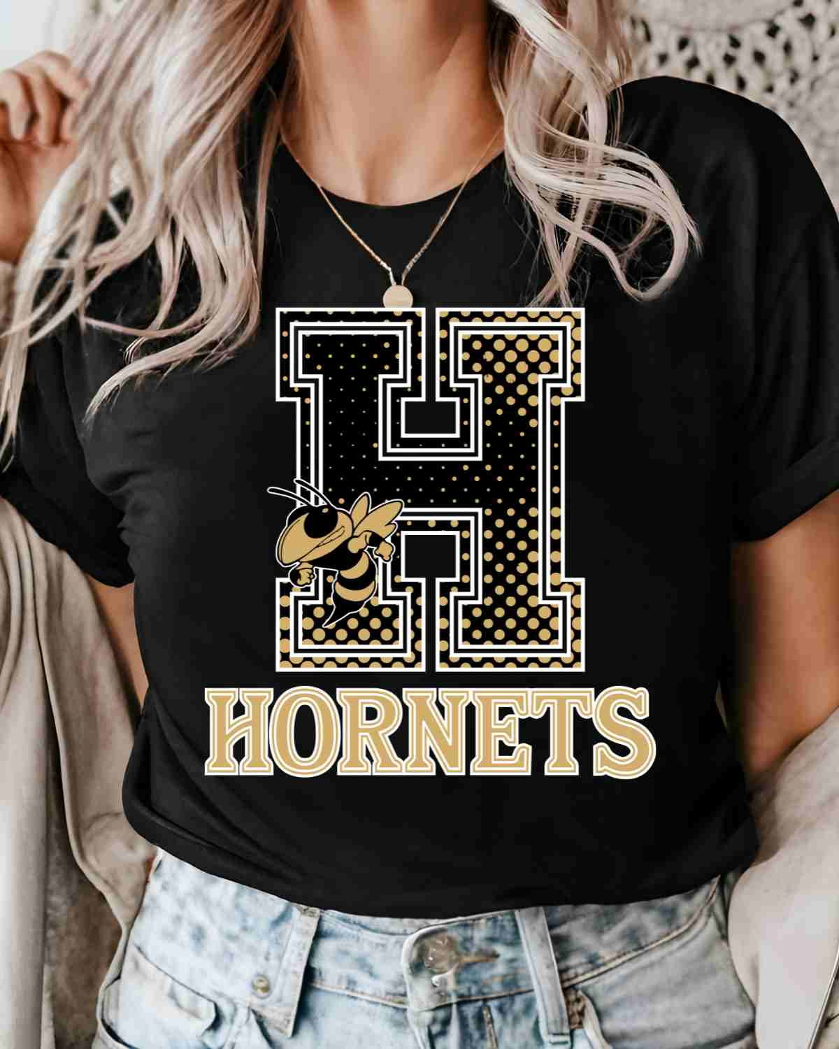 Hornets Halftone Letter DTF Transfer