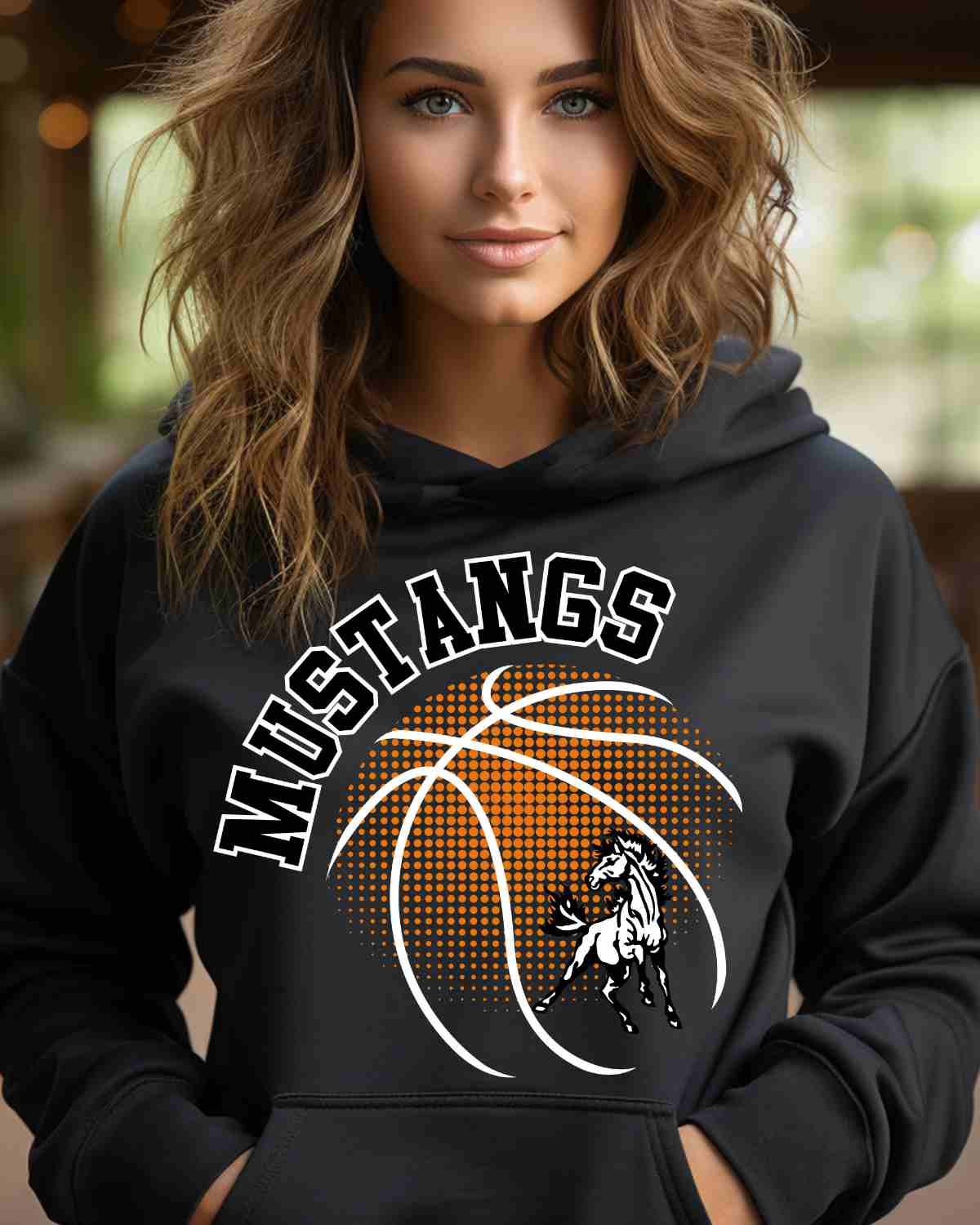 Mustang Basketball Halftone Ball DTF Transfer