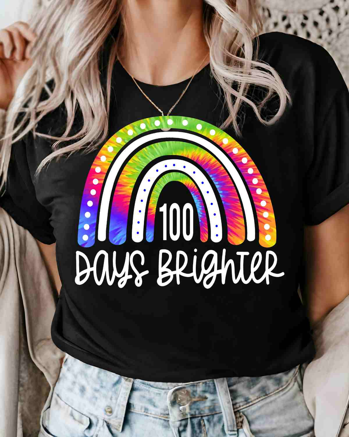 100 Days Brighter Rainbow DTF Transfer