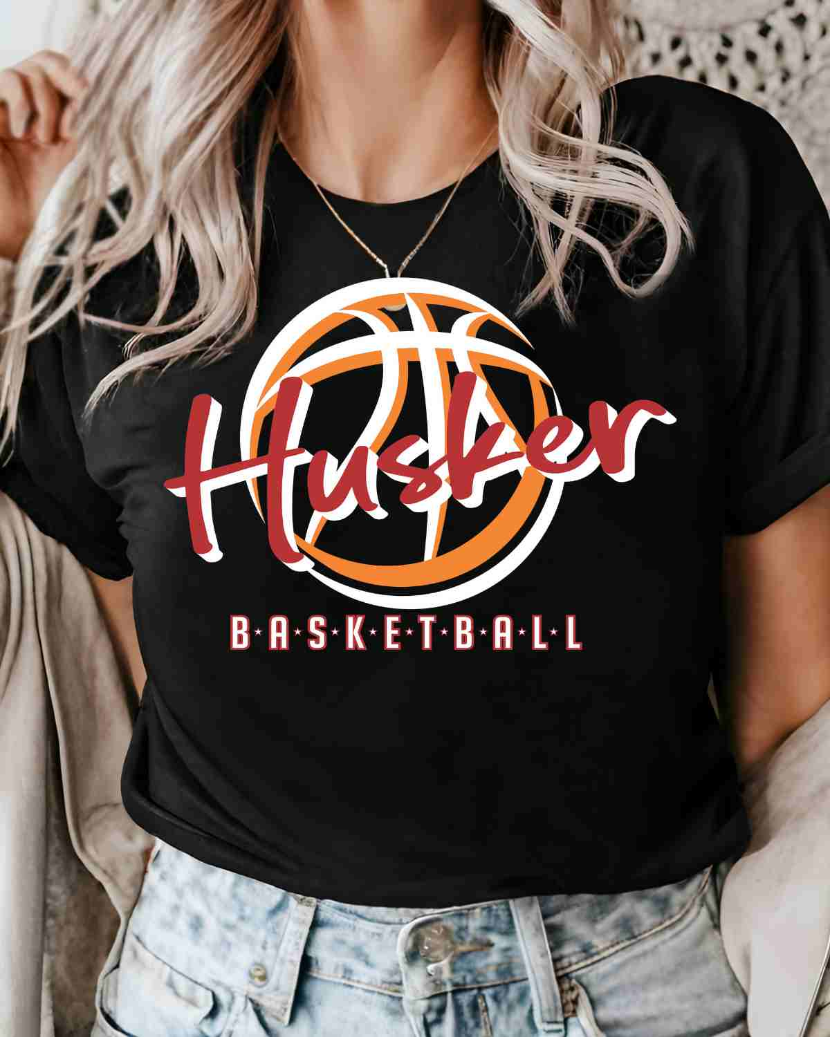 Husker Basketball Outline DTF Transfer