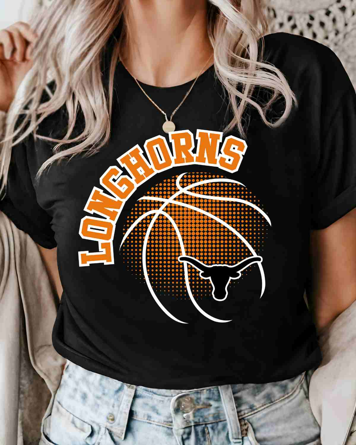 Longhorns Basketball Halftone DTF Transfer