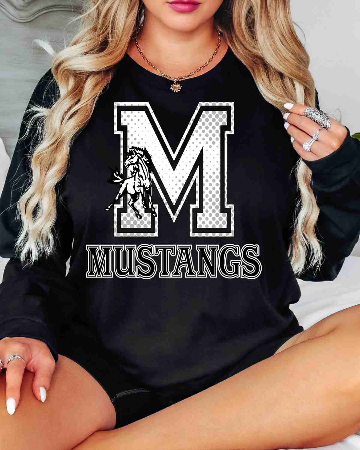 Mustangs Letter Halftone Logo DTF Transfer