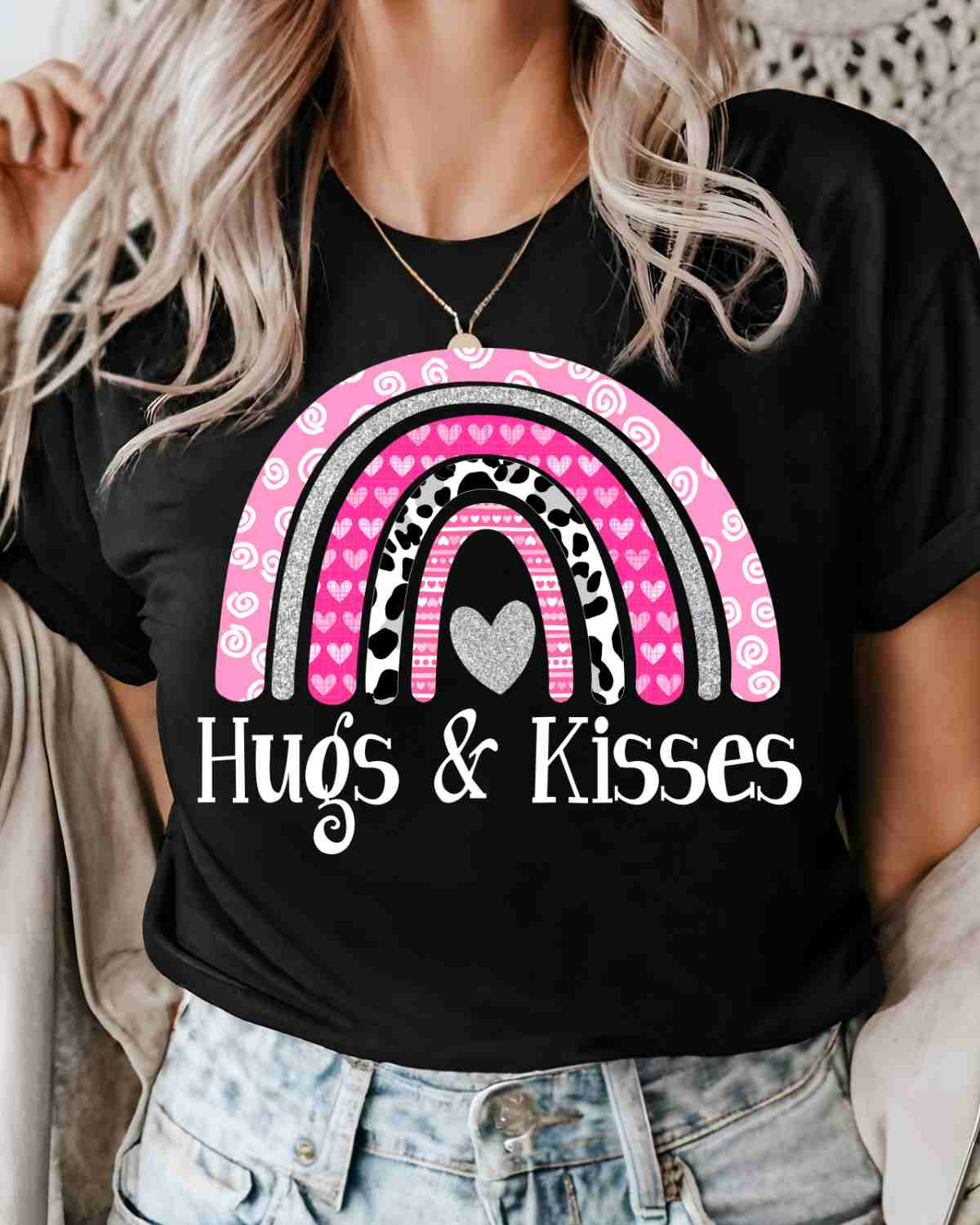 Hugs & Kisses Rainbow DTF Transfer