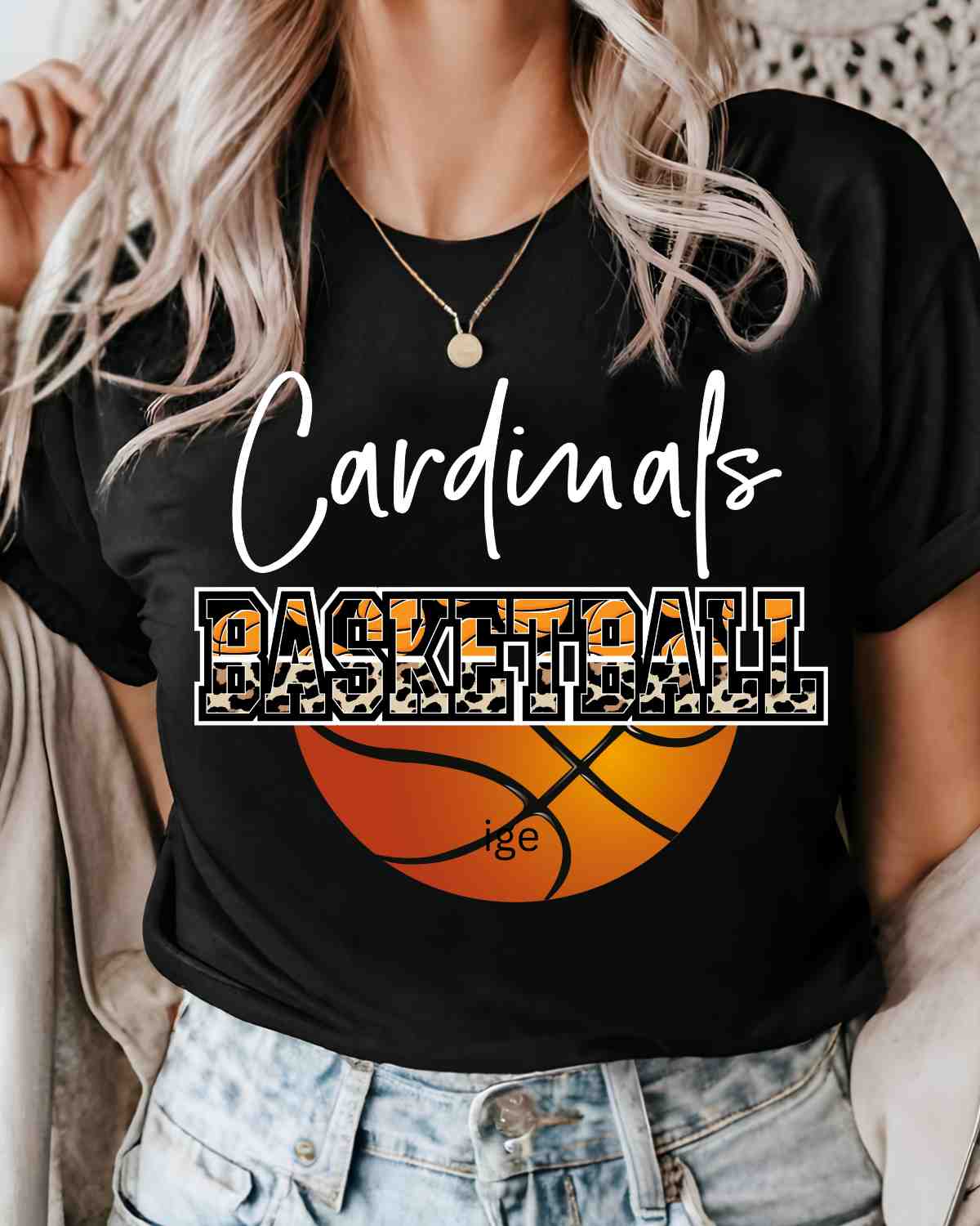 Cardinals Basketball Half Ball DTF Transfer