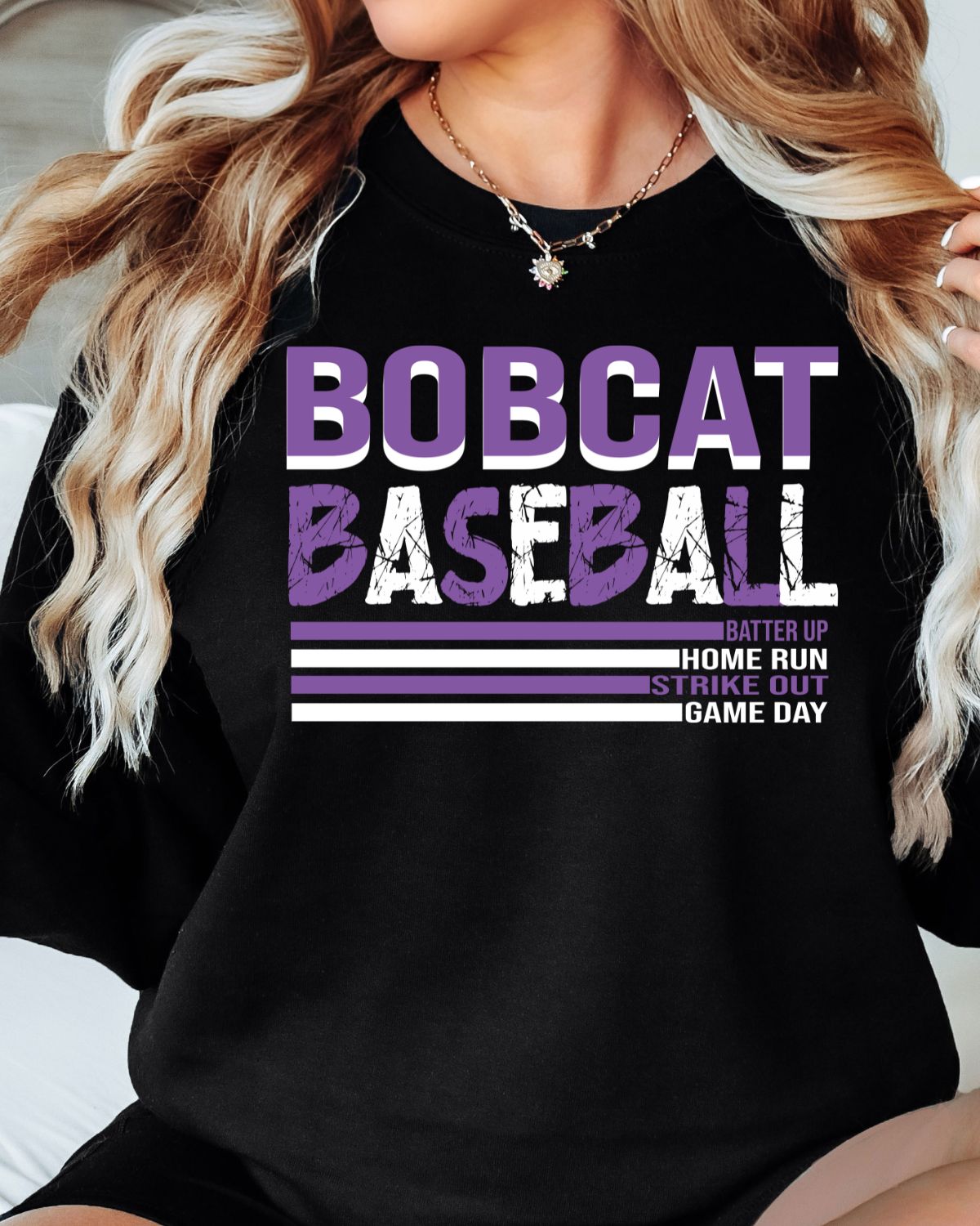 Bobcats Baseball with Stripes DTF Transfer