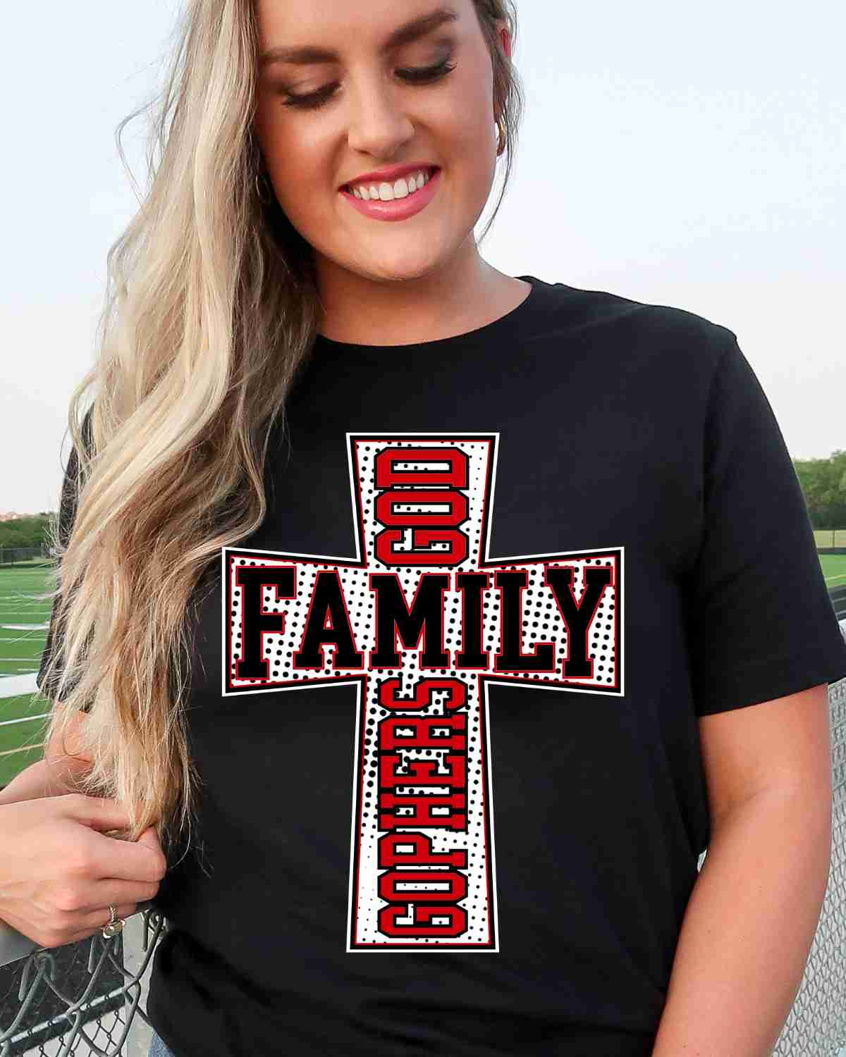 God Family Cross Gophers Cross DTF Transfer