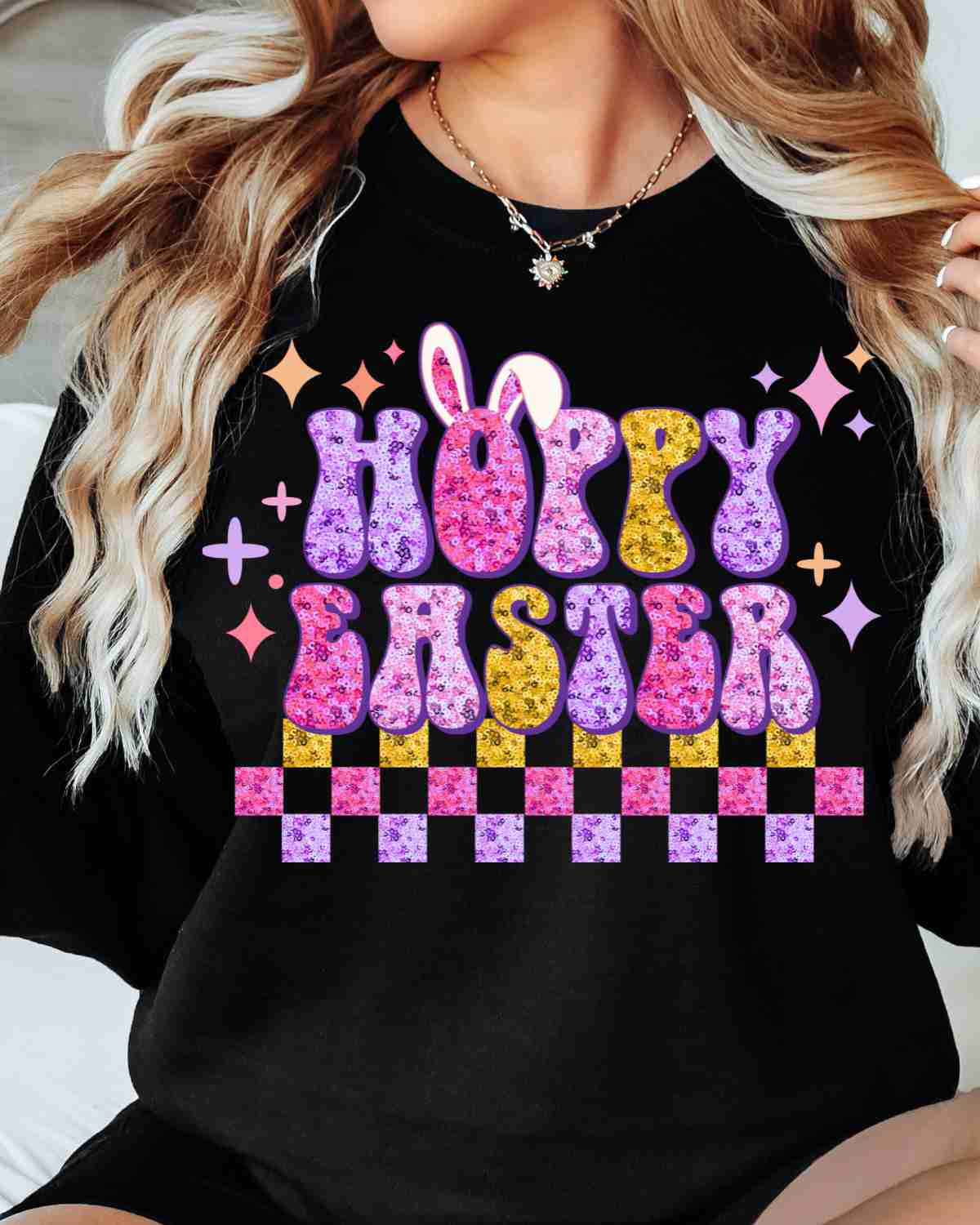 Hoppy Easter Faux Sequin DTF Transfer