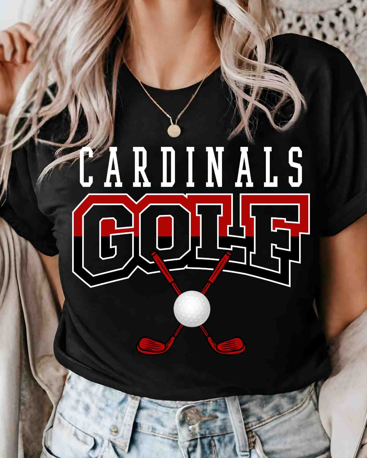 Cardinals Golf Crossed Clubs DTF Transfer